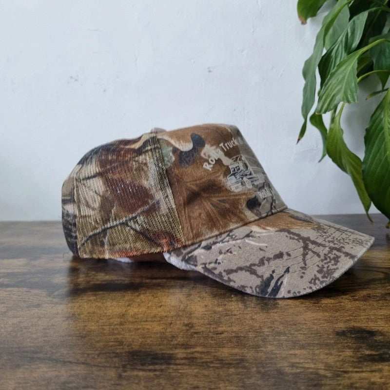 Vintage American Baseball Hat Snapback cap one size beige realtree camo truck & trailer