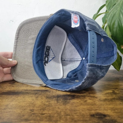 Vintage American Trucker Hat Snapback cap one size adjustable blue grey Jobe