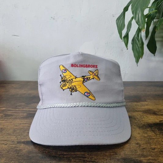 Vintage American Trucker Hat Snapback cap one size adjustable grey Ww2 aircraft plane Bolingbroke