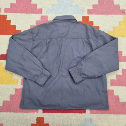 Carhartt FR Boxy Fit Cropped Shirt Long Sleeve large plain grey Button Up Skater Y2K