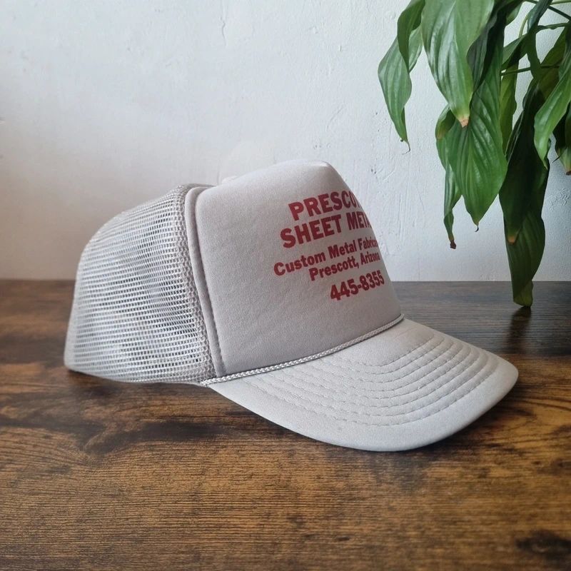 Vintage American Trucker Hat Snapback cap one size adjustable grey Prescott Sheet Metal