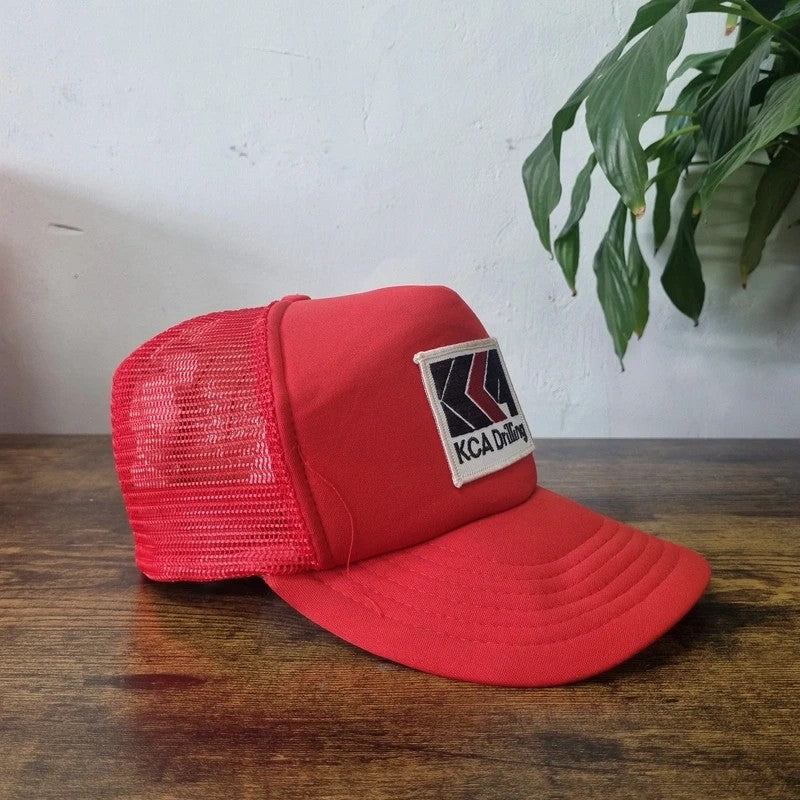 Vintage American Trucker Hat Snapback cap one size adjustable red KCA Drilling