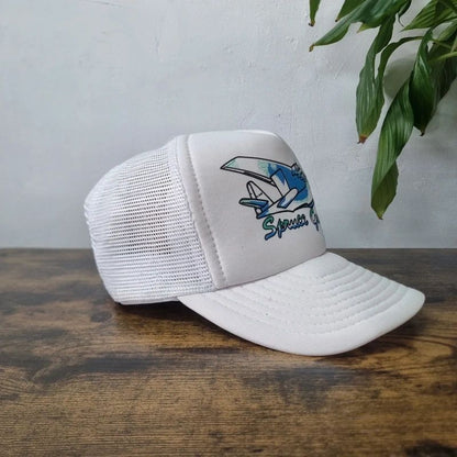 Vintage American Trucker Hat Snapback cap one size adjustable white plane spruce goose