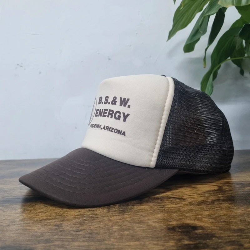 Vintage American Trucker Hat Snapback cap one size adjustable brown energy company arizona