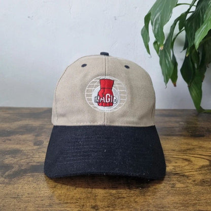 Vintage American Baseball Hat Snapback cap one size adjustable beige black Magid Glove