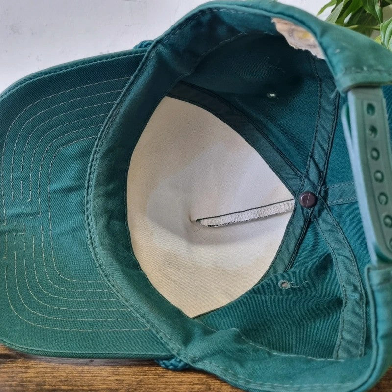 Vintage American Trucker Hat Snapback cap one size adjustable green first financial bank