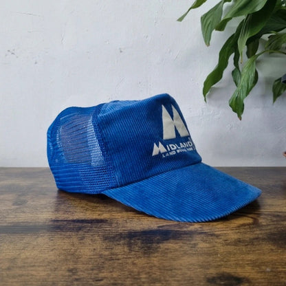 Vintage American Trucker Hat Snapback cap one size adjustable blue midland radio