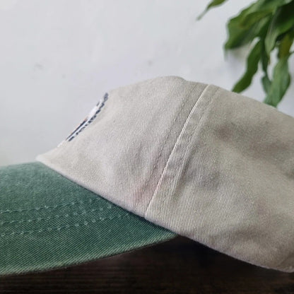 Vintage American Baseball Hat Snapback cap one size adjustable beige green turtle