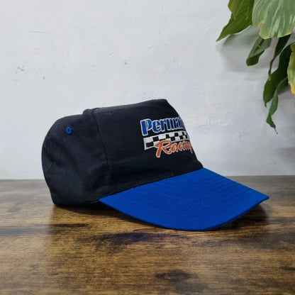 Vintage American Baseball Hat Snapback cap one size adjustable black blue permatex racing