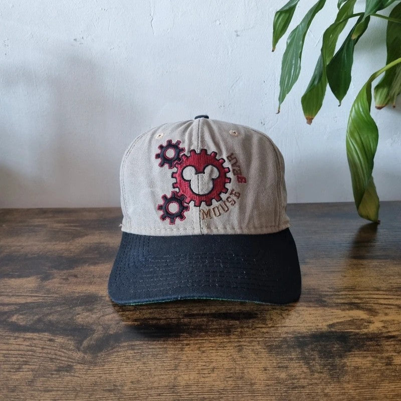 Vintage Mickey Baseball Hat Snapback cap one size adjustable beige black