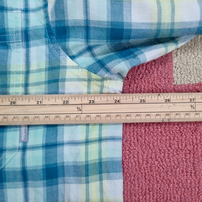 Vintage Columbia Boxy Fit Cropped Shirt Long Sleeve XL Check Blue Button Up Skater Y2K Surf