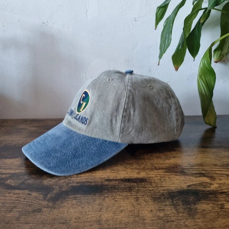 Vintage American Baseball Hat Snapback cap one size adjustable grey blue cayman island