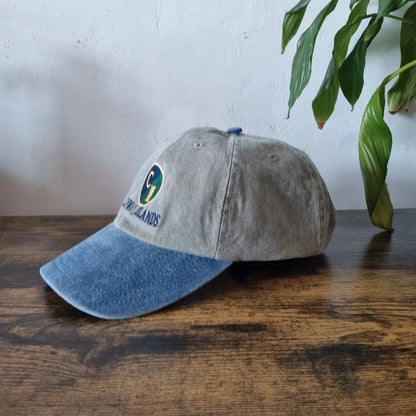 Vintage American Baseball Hat Snapback cap one size adjustable grey blue cayman island