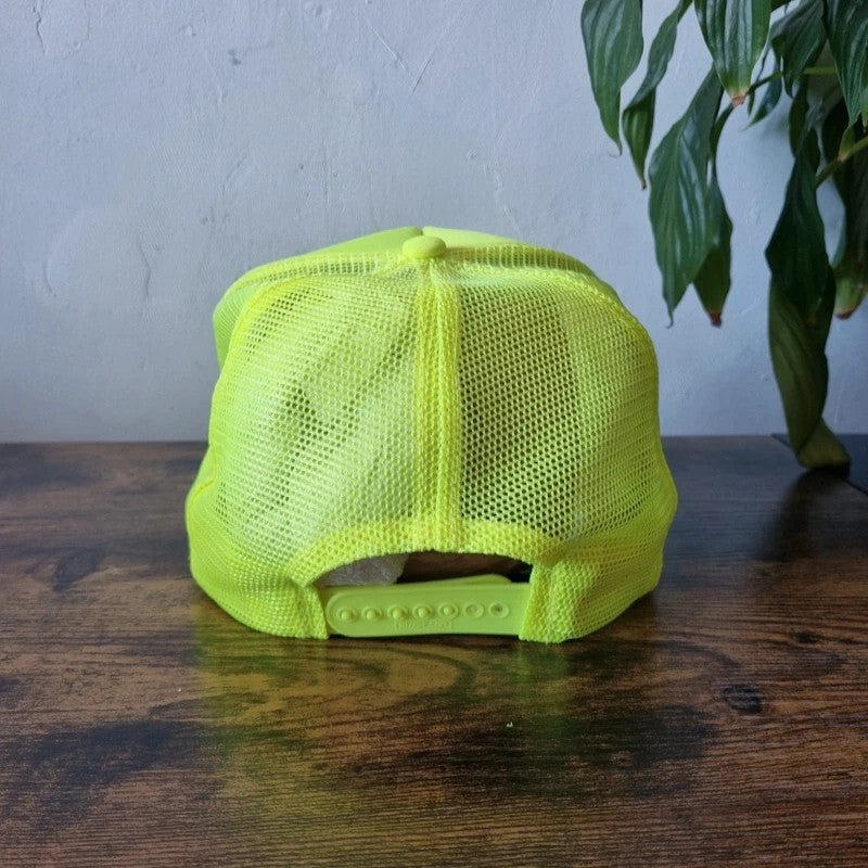 Vintage American Trucker Hat Snapback cap one size neon yellow tsmt Commitment to Excellence