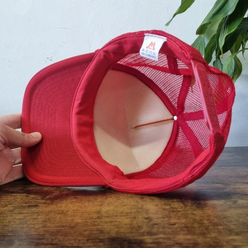 Vintage American Trucker Hat Snapback cap one size adjustable red katzenmeyer heating