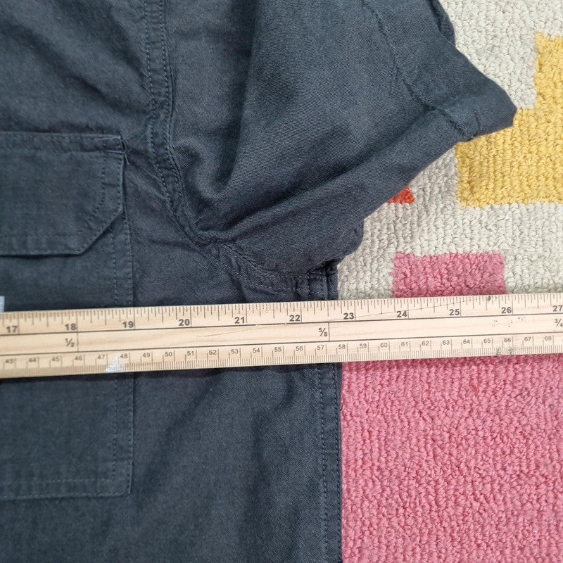 Carhartt Boxy Fit Cropped Shirt Short Sleeve Medium plain Black Button Up Skater Y2K Surf