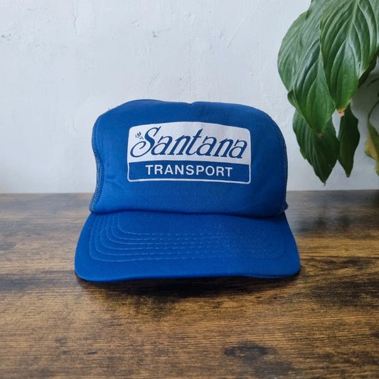 Vintage American Trucker Hat Snapback cap one size adjustable blue santander transport usa