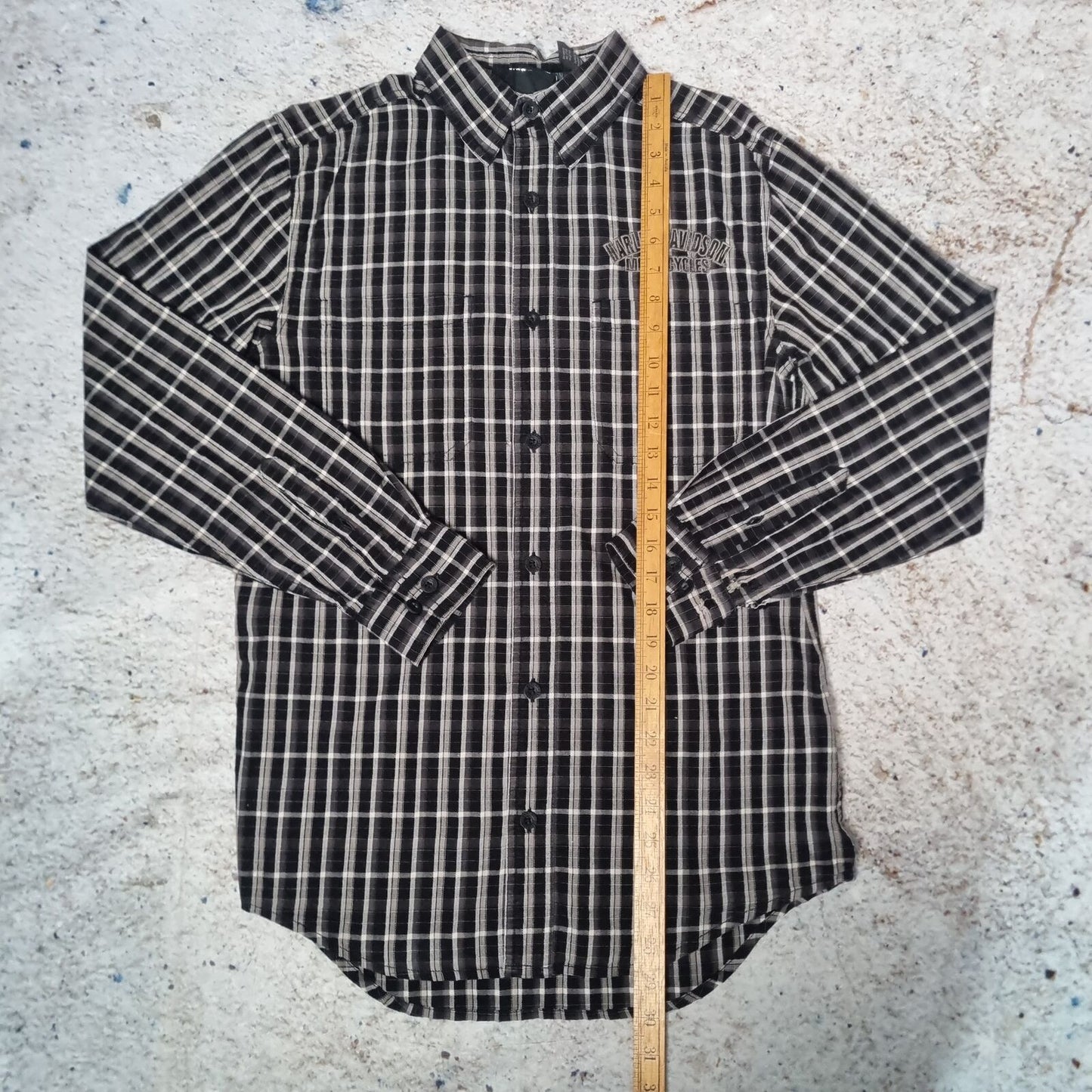 Harley Davidson Shirt Mens Long Sleeve Embroidered Biker - Black - Size S