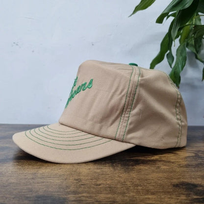 Vintage American Trucker Hat Snapback cap one size adjustable beige stine soyabean