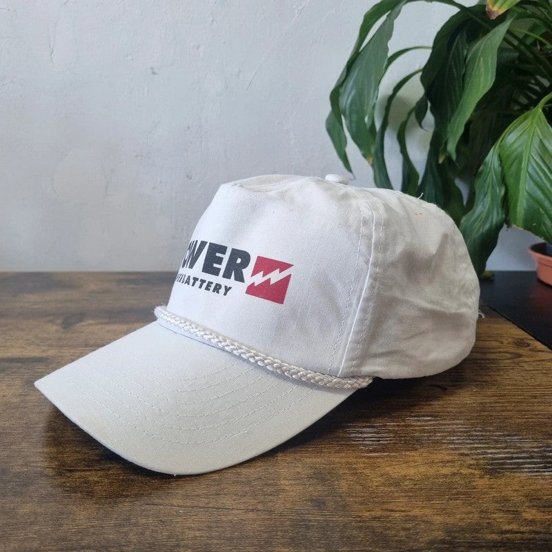 Vintage American Trucker Hat Snapback cap one size adjustable white power battery