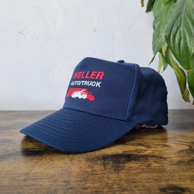 Vintage American Baseball Hat Snapback cap one size adjustable navy weller Auto Truck