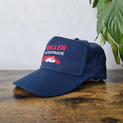 Vintage American Baseball Hat Snapback cap one size adjustable navy weller Auto Truck