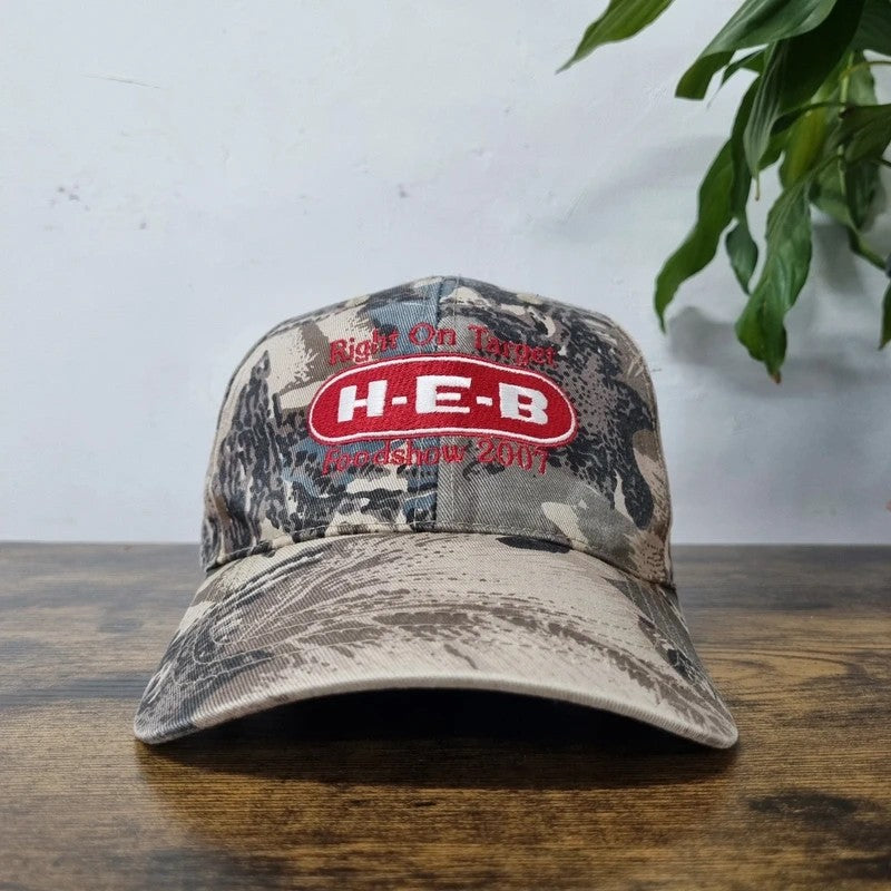 Vintage American Baseball Hat Snapback cap one size adjustable beige realtree camo foodshow 2007