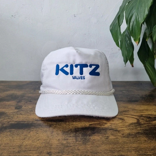 Vintage American Trucker Hat Snapback cap one size adjustable white Kitz valves