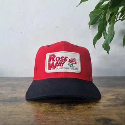 Vintage American Baseball Hat Snapback cap one size adjustable red black Rose Way