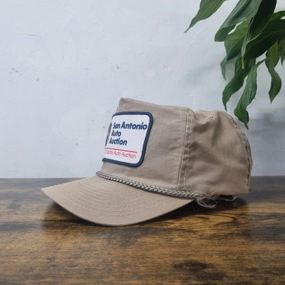 Vintage American Trucker Hat Snapback cap one size adjustable beige san Antonio auction