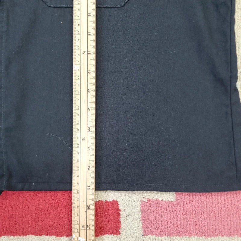 Vintage Dickies Boxy Fit Cropped Shirt Short Sleeve XL plain Black Button Up Skater Y2K Surf