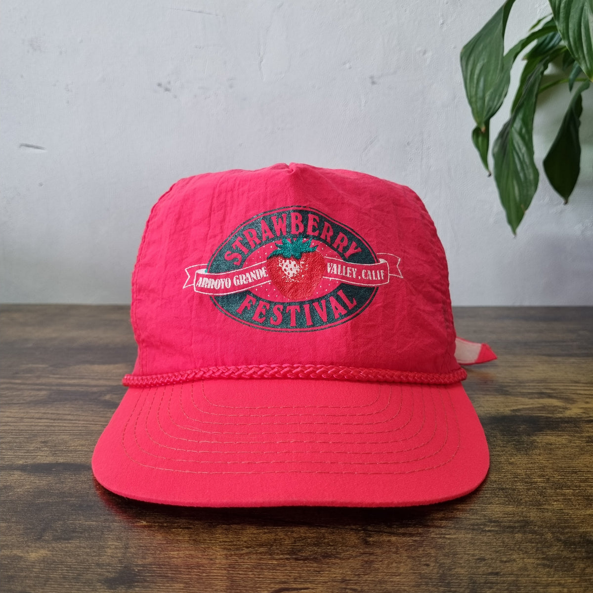 Vintage American Trucker Hat Snapback cap one size red Strawberry Festival