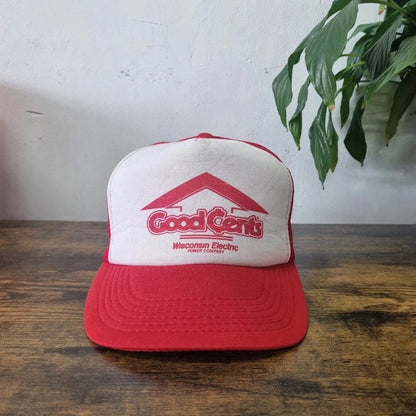 Vintage American Trucker Hat Snapback cap one size adjustable red white good cents