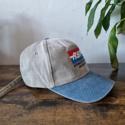 Vintage American Baseball Hat Snapback cap one size adjustable grey blue asa automotive
