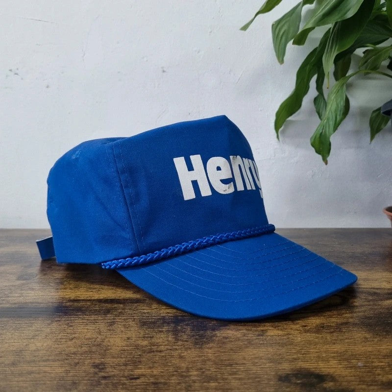 Vintage American Trucker Hat Snapback cap one size adjustable Henry blue