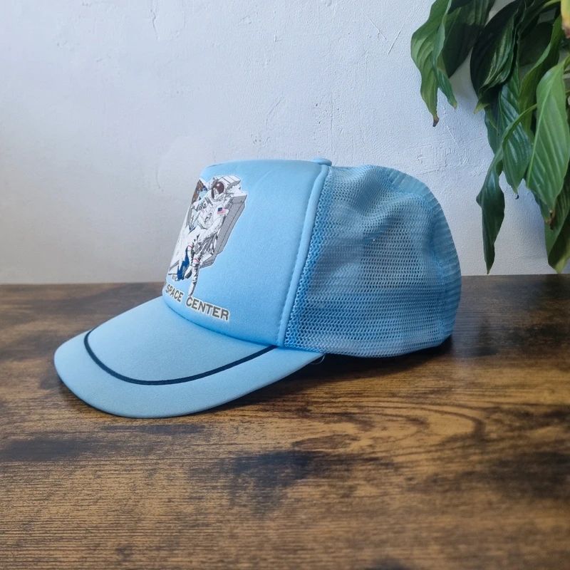 Vintage American Trucker Hat Snapback cap one size adjustable blue Kennedy space centre y2k