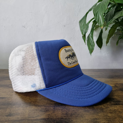 Vintage American Trucker Hat Snapback cap one size adjustable Blue santa anita
