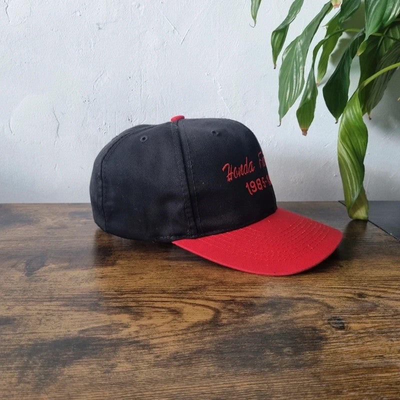 Vintage American Baseball Hat Snapback cap one size adjustable black red Honda Fastpitch