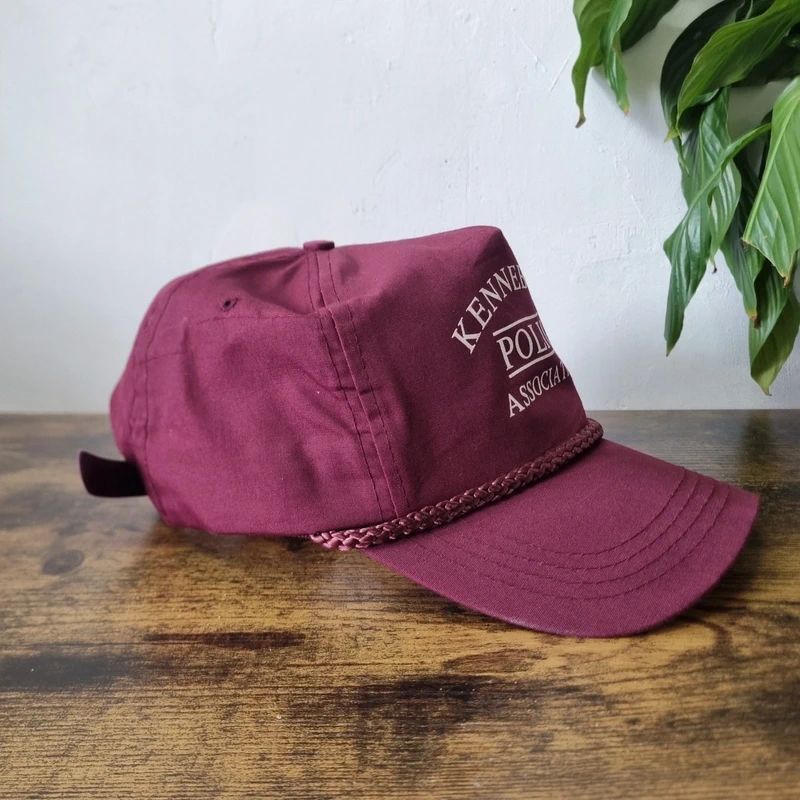 Vintage American Trucker Hat Snapback cap one size adjustable burgundy kennebunk police association