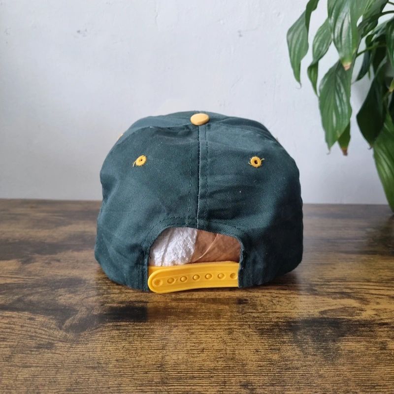 Vintage American Baseball Hat Snapback cap one size adjustable green yellow packers logo 7