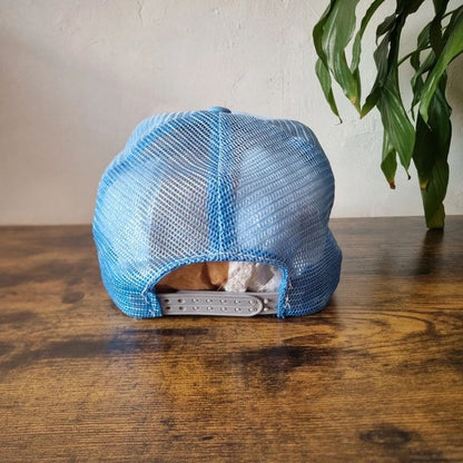 Vintage American Trucker Hat Snapback cap one size adjustable channel island light blue