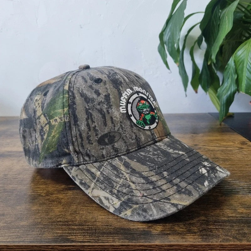 Vintage American Baseball Hat Snapback cap one size adjustable mossy oak camo muffin monster