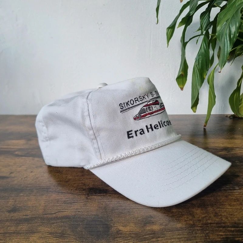 Vintage American Trucker Hat Snapback cap one size adjustable white Helicopter