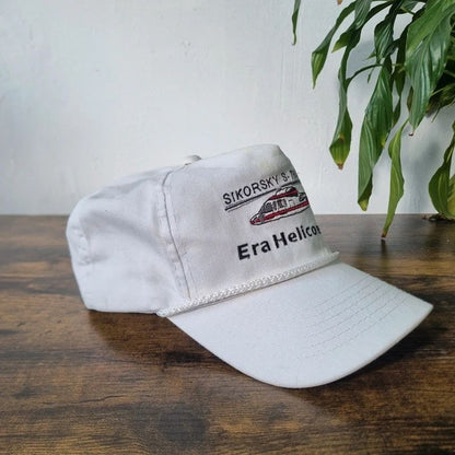 Vintage American Trucker Hat Snapback cap one size adjustable white Helicopter