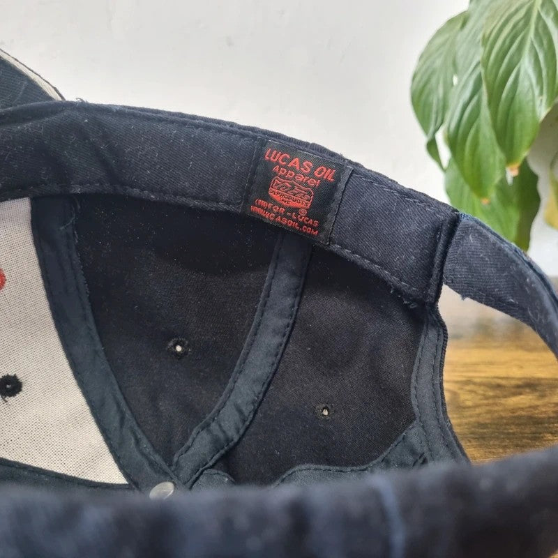 Vintage American Baseball Hat Snapback cap one size adjustable black Lucy's Oil racing