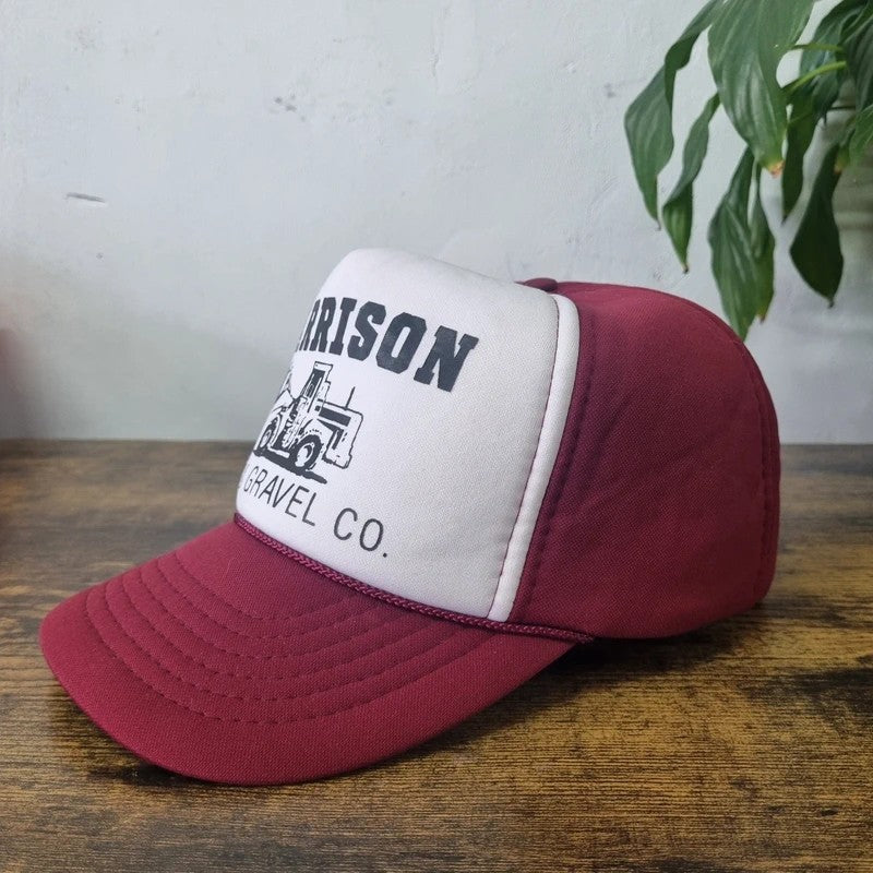 Vintage American Trucker Hat Snapback cap one size white burgundy digger harrison