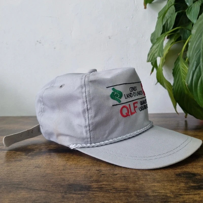 Vintage American Trucker Hat Snapback cap one size adjustable grey farming feed