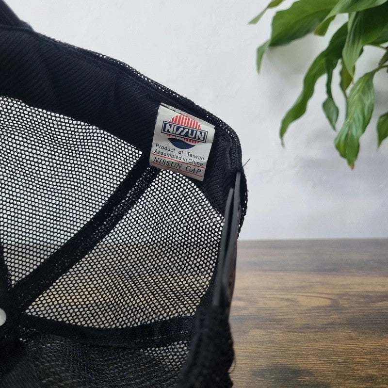 Vintage American Trucker Hat Snapback cap one size adjustable black surf camper van