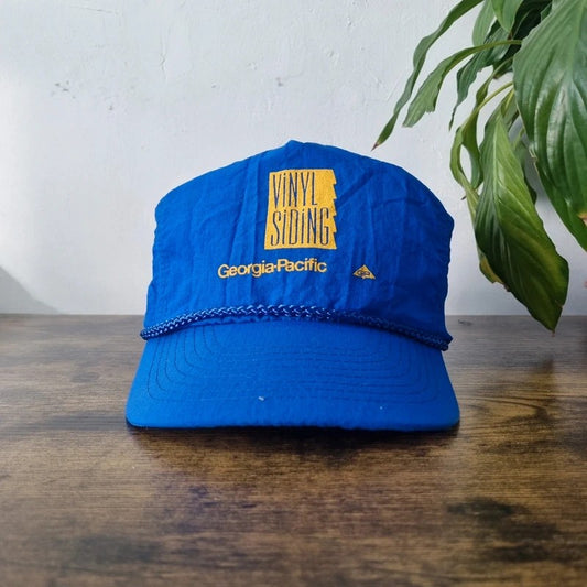 Vintage American Trucker Hat Snapback cap one size adjustable blue vinyl siding