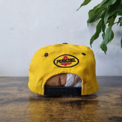 Vintage American Baseball Hat Snapback cap one size adjustable black yellow pennzoil racing